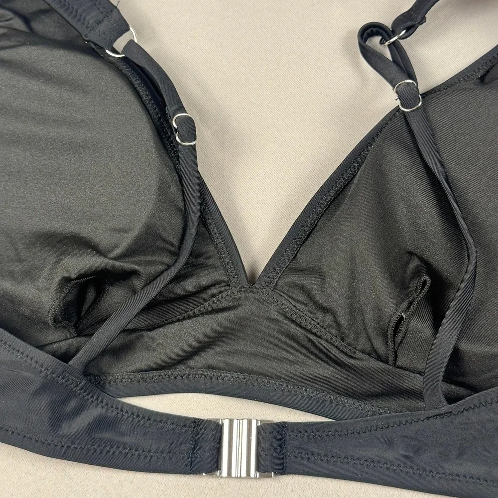 Hilinker Black Triangle Bikini Top‎ Adjustable Straps Removable Padding Size L